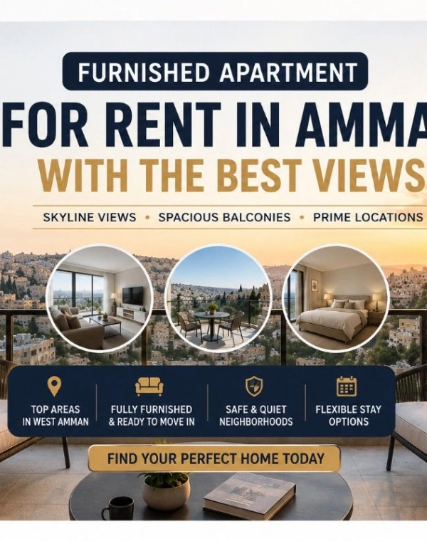 Furnished Apartment for Rent in Amman With Balcony and Skyline Views